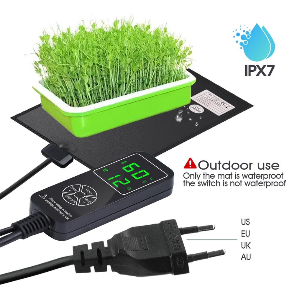 110-5w Indoor Reptile Pet Plant PVC Temperature Heating Pad LCD Display Thermostat Controller Custom Timing Mode IPX7 Waterproof