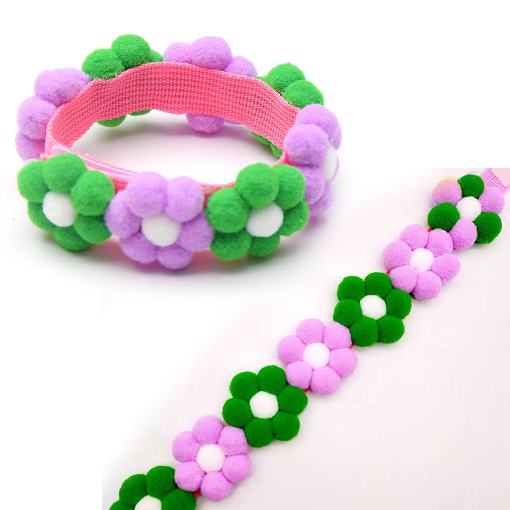 Adjustable Rainbow Flower Pet Collar with Fur Ball - Cute and Soft for Cats and Dogs