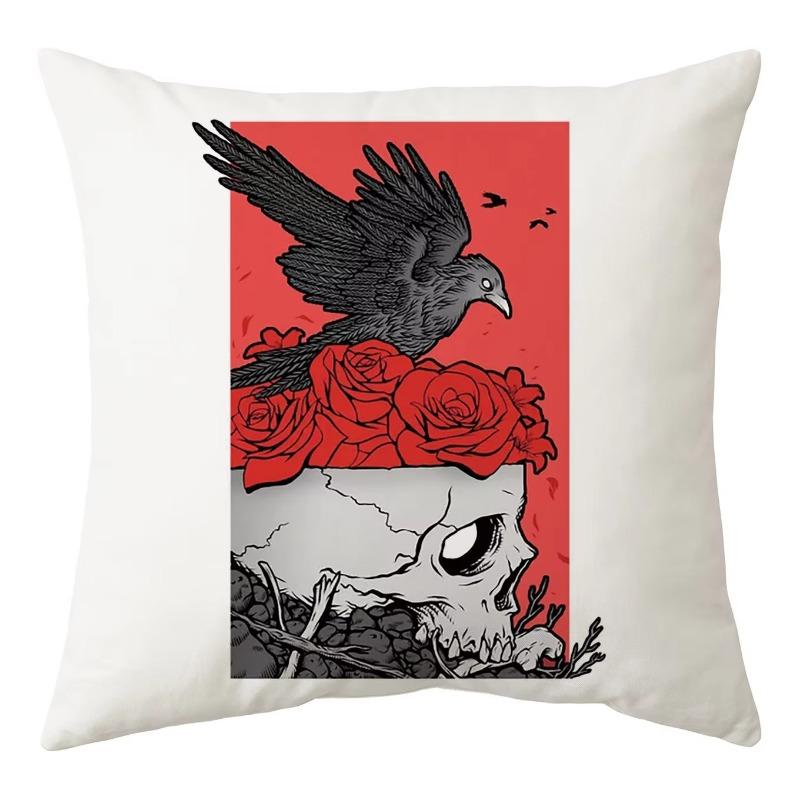 Black Party Halloween Ghost Skull Pumpkin Decorative Cushion Cover Polyester Throw Pillow Cover Pillow Case 45X45Cm