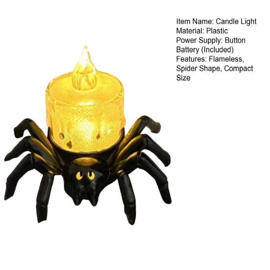 Halloween Candle Light Battery Operated Flameless LED Spider Tealights Electric Flickering Fake Candle Halloween Party Decoration