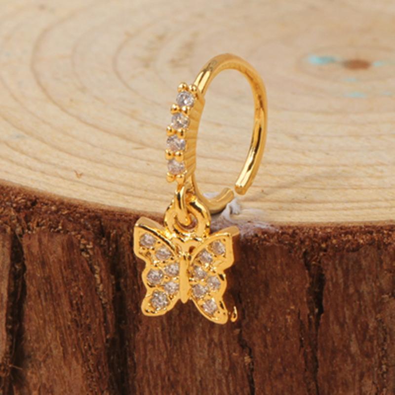 Gold Plated Pendant Nose Ring Hoop for Women Crystal Nose Hoop Protection Jewelry Nose Piercing Cartilage Earring Piercing