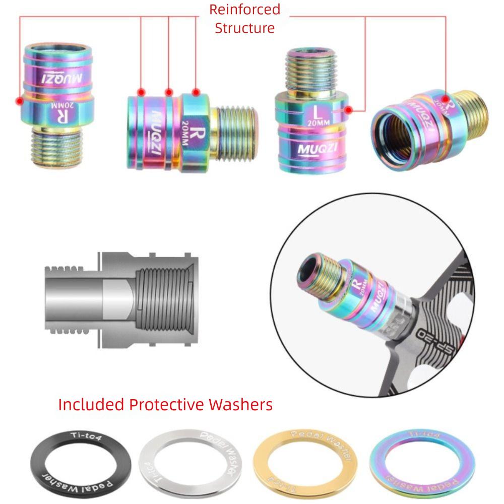 1 Pair Titanium Zinc Zinc Alloy Bike Pedal Axle Extenders 9/16 Bicycle Pedal Extension Bolts Folding Bicycle