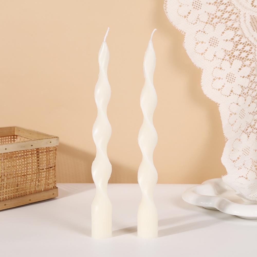 25cm Classic Colorful Threaded Long Rod Candle Household Creative Odorless Twisting Rod Wax