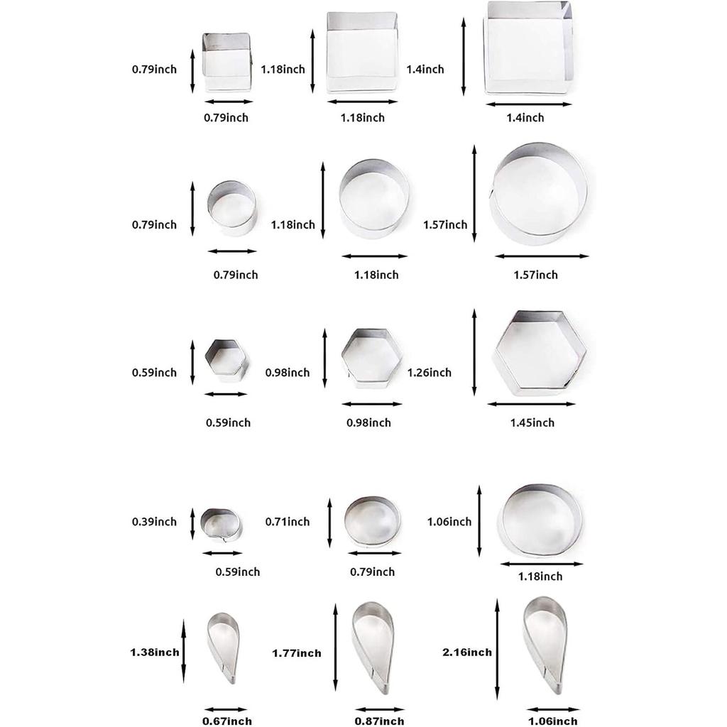 Mini Cookie Cutter Set - 30 Pieces Small Cookie Cutters for Pastry Dough, Pie Crust, and Fruit Cutting - 10 Different Shapes, Stainless Steel, Silver