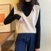Hong Kong Pullover Knitted Vest Top Sweater for Women Autumn and Winter 2023 V-neck Sleeveless Vest Sweater Pullover Female