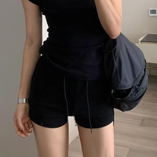 Women Sport Shorts Elastic Waistband Adjustable Drawstring Summer Outdoor Shorts Low-rise Gym