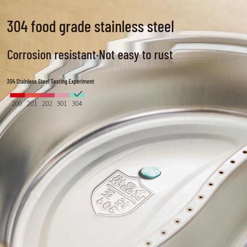 ZISIZ Food-Grade 304 Stainless Steel Divided Steamer