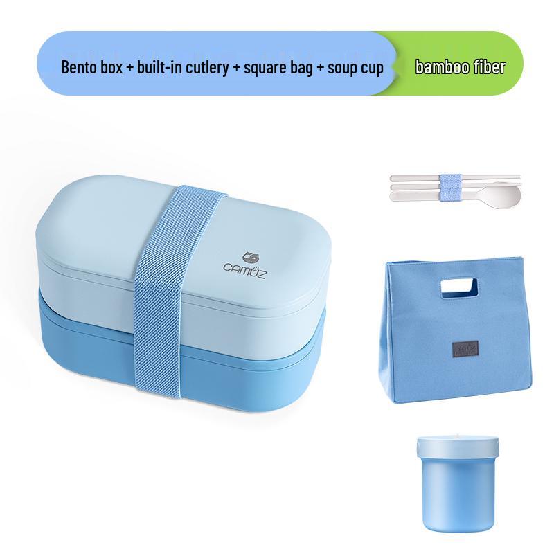 Microwaveable Japanese Double-Layer Bento Box - Portable, Sealed & Divided for Office Workers
