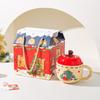 Creative Apple Christmas Ceramic Cup Mug with Lid Christmas Gift High Pretty Water Cup Gift Box Souvenir
