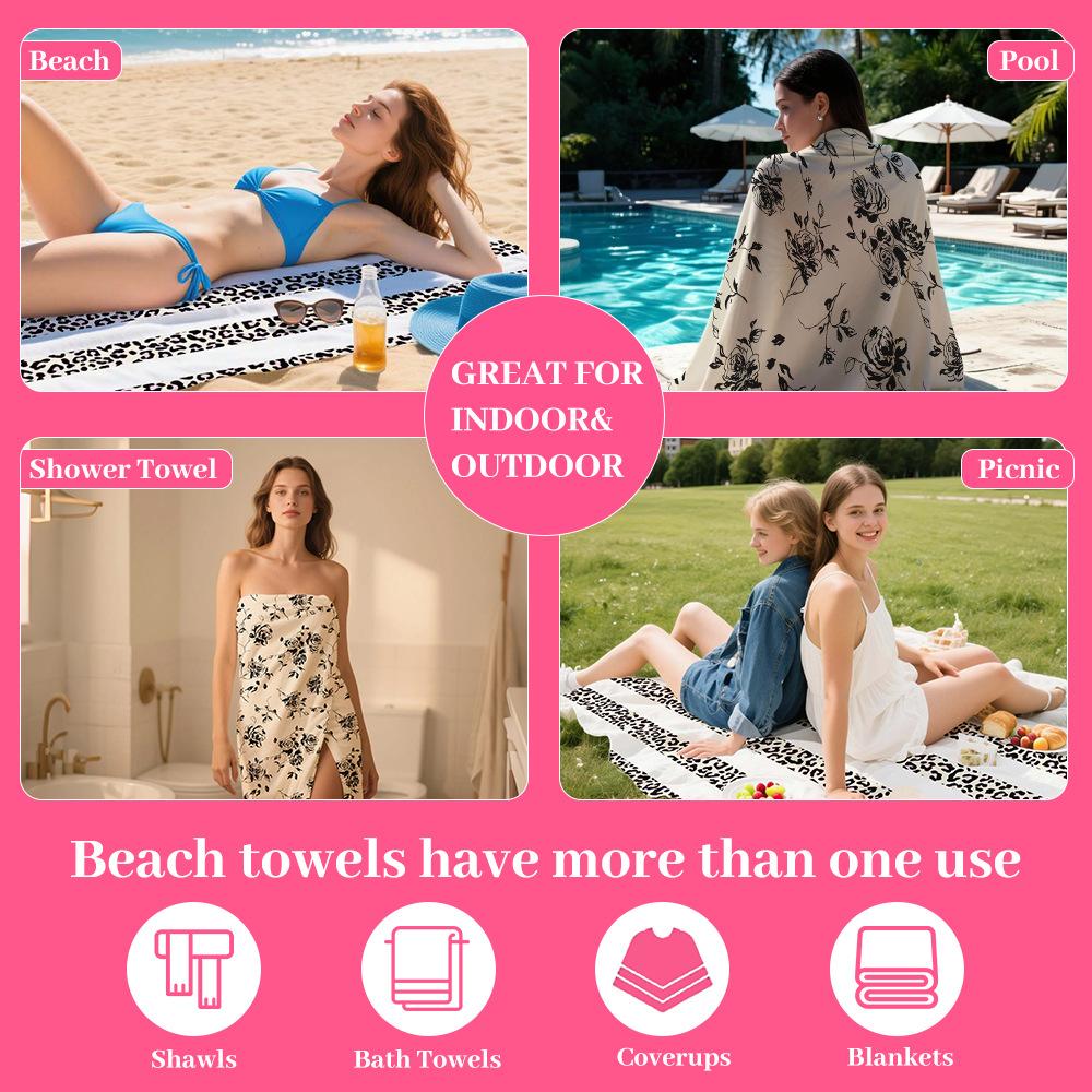 Mi Yunqian spot, new, double-sided velvet, double-sided printed beach towel, portable sports towel