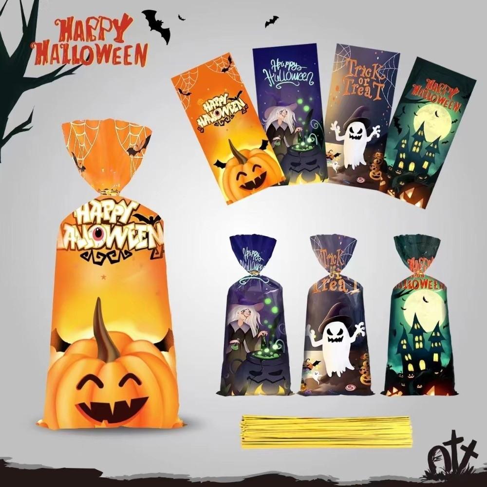 50 Stück Exquisite Halloween-Süßigkeitentasche Wiederverwendbare Kordelzugtasche Snacks Süßigkeiten Keksbeutel Feierliche Party