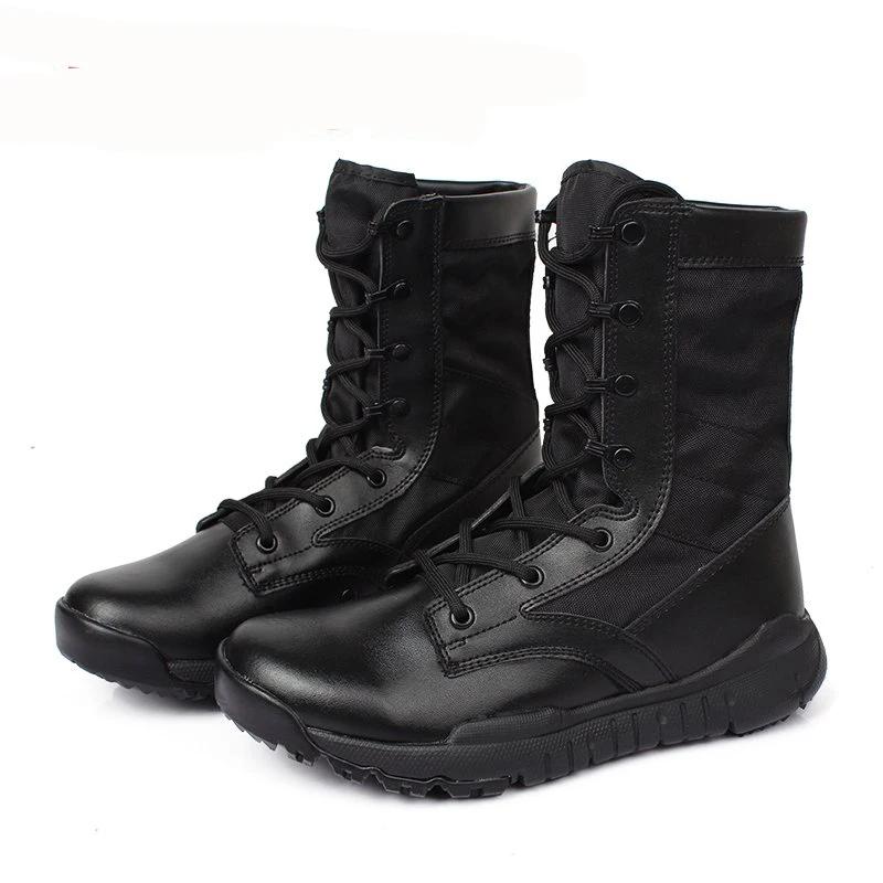 Men Ankle Work Boots Combat Shoes Super Light Tactics Boots Desert Shoes Breathable Boots Black High Top Men's Shoes