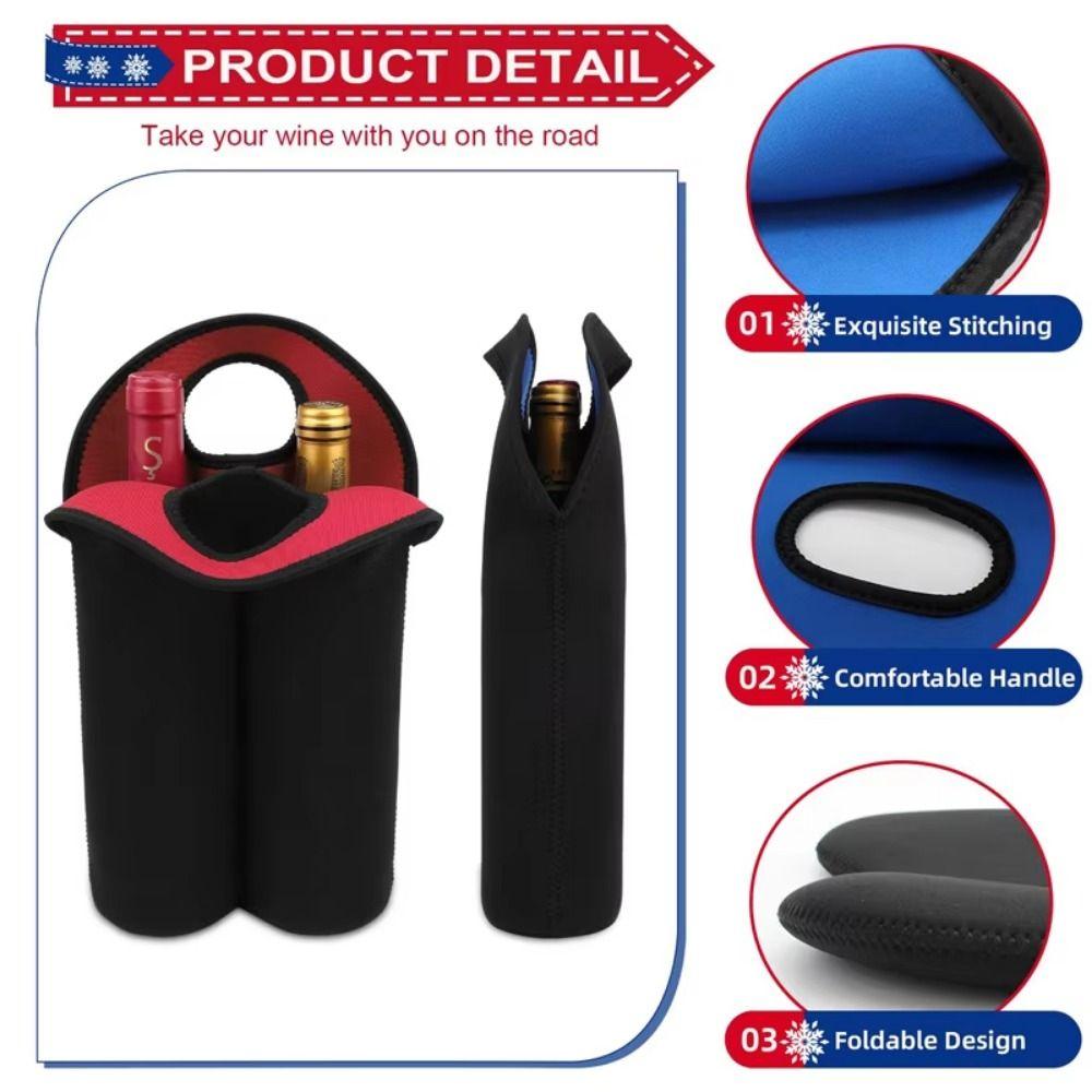 2 Bottles Can Carrier Tote Neoprene Drink Bottle Holder Unique Wine Cooler Bag  Wine Accessories