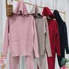 Women's Autumn/Winter 2023 Casual Two-Piece Knit Set - Cable Knit Pullover