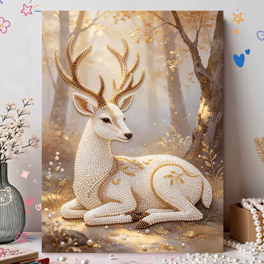 Pearl DIY Art Painting Elegant Deer Handcrafted Picture Indoor Wall Ornament Relaxing Leisure Hobby Exquisite Home Decoration Gift