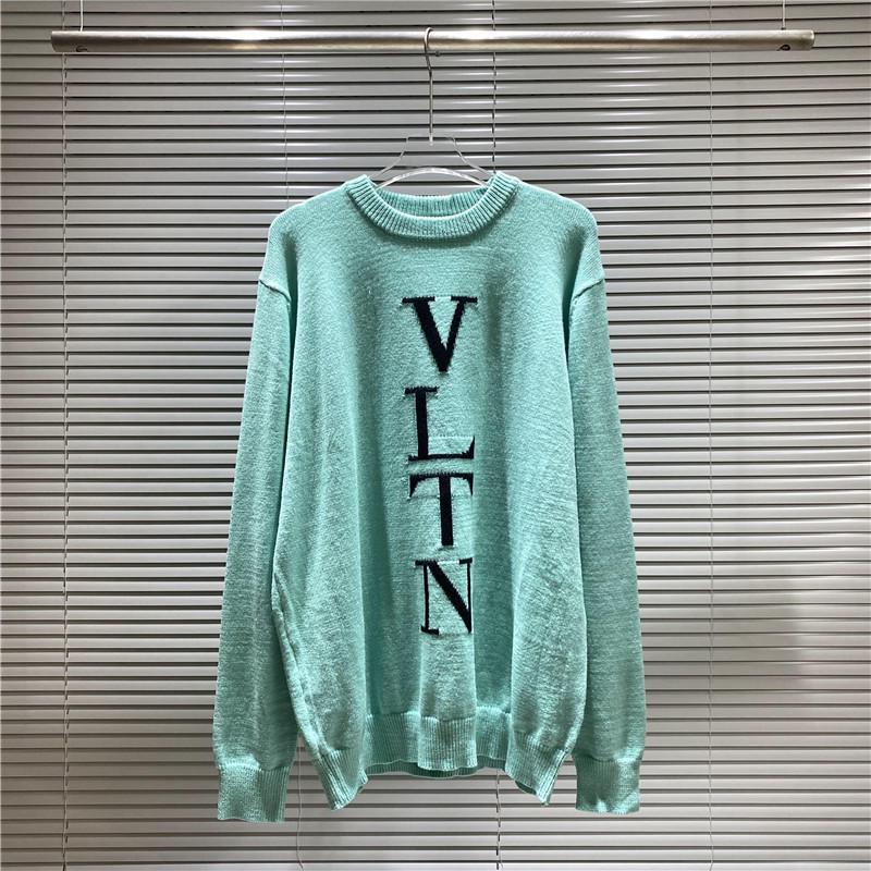 VT Valentino Unisex pletený svetr: 25 stylů, volný střih, kulatý výstřih, žakárové logo s písmenem na hrudi.