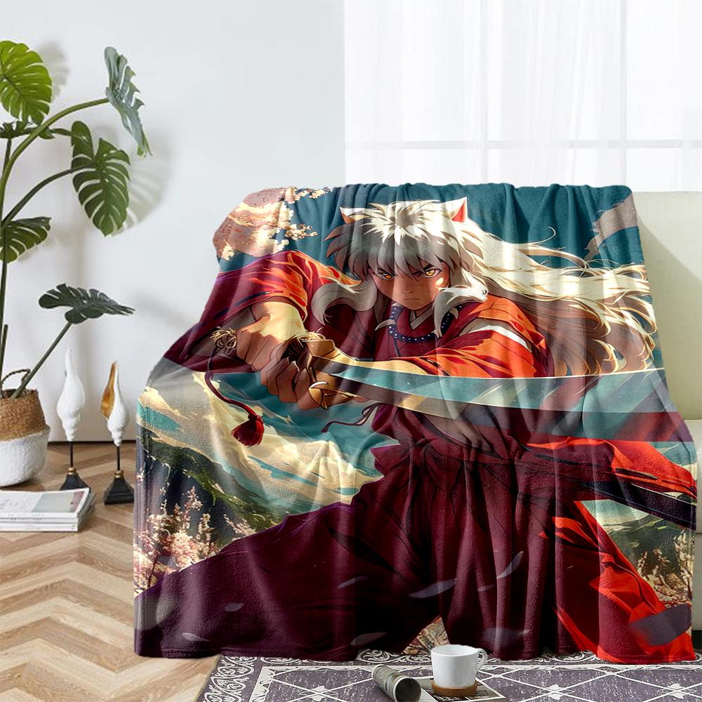 Inuyasha Theme Printed Blanket - Perfect for Couch, Bed, Travel & Outdoor Use | Machine Washable, Cozy & Durable.