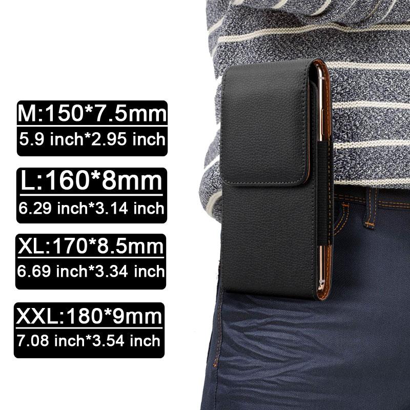 3,5-6,3" univerzální kožené pouzdro pro iPhone Samsung Huawei Xiaomi Pánské pasové pouzdro s klipem na opasek pro pouzdro na mobilní telefon
