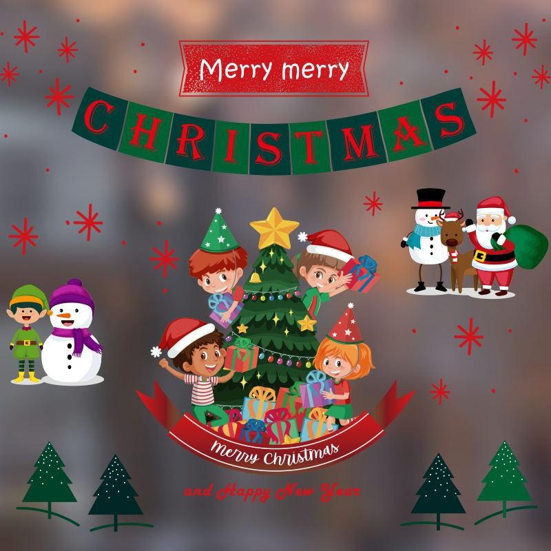 New Pvc Christmas Static Cling Window Decor Featuring Festive Santa Claus Design