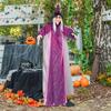 Sensor Witch Decor Flying Witch Halloween Decoration Halloween Flying Witch Decor with Sound Light-up Eyes for Outdoor Garden