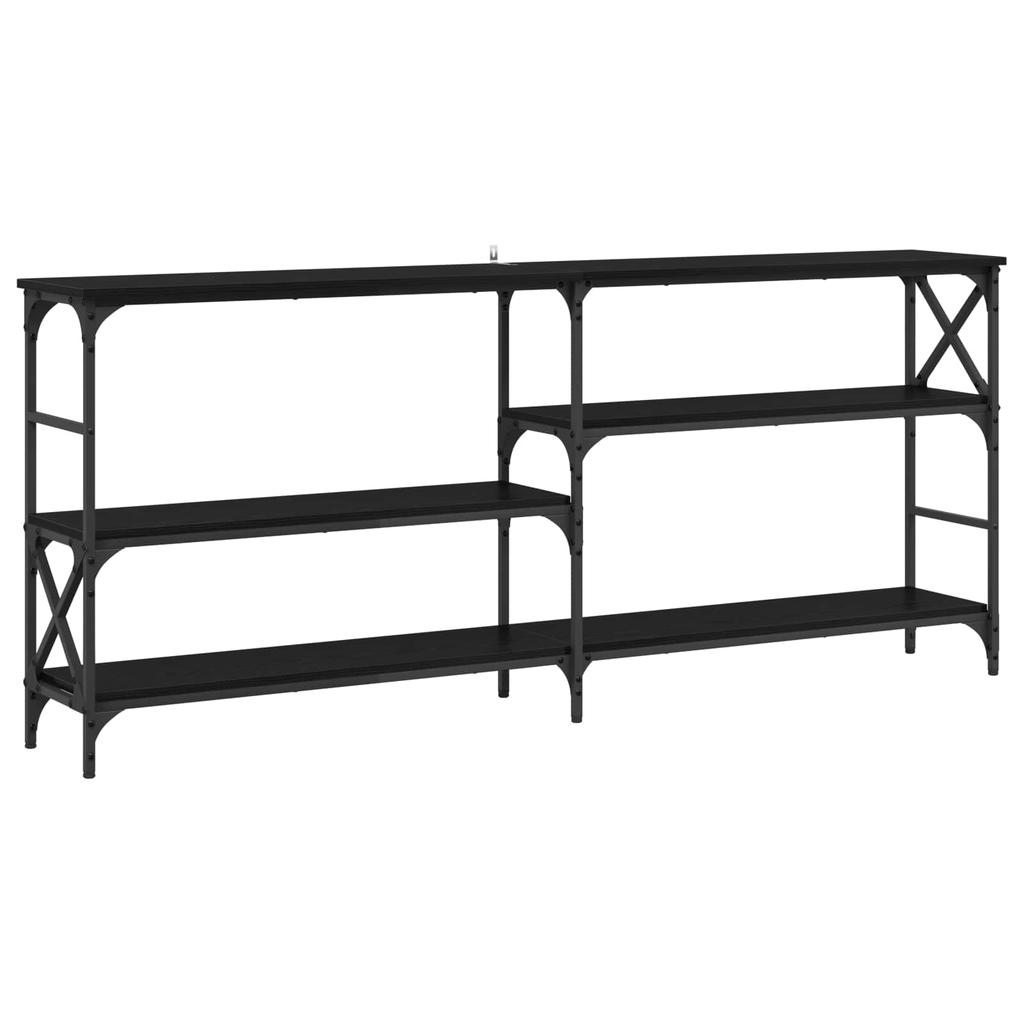 Console Table Black Oak Look 180 X 29 X 76.5 Cm Metal PB