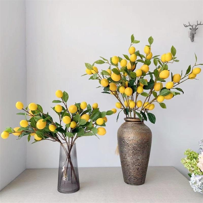 Artificial Lemon Branch Decorations High Simulation Vivid Lemon Farmhouse Style Home Decor for