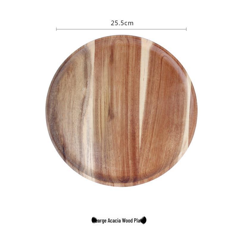 Round Japanese Acacia Wood Tray - Creative Fruit & Snack Plate