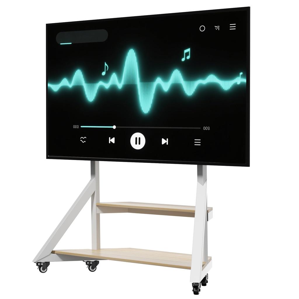 Height Adjustable Rolling Floor TV Stand Heavy Duty Television Bracket with Shelves for 65-100 Inches