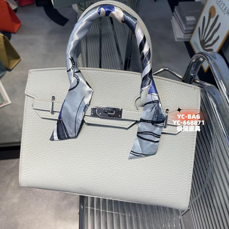 

Lychee pattern portable silk scarf platinum bag new large capacity shoulder Kelly bag elly bag