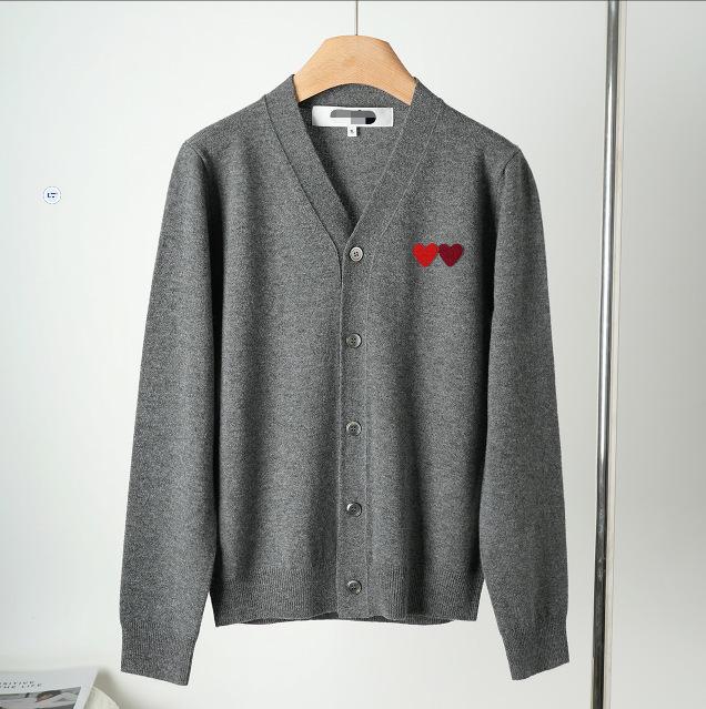 Japanese Double Heart V-neck Wool Cardigan - Loose, Versatile Knitwear Sweater