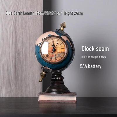 Vintage Blue Clock Globe Ornament