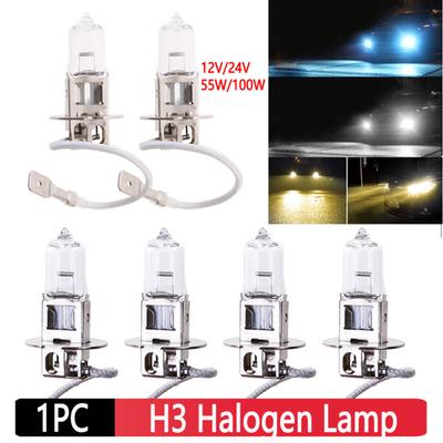 1 Stück H3 Halogenlampe Weiß 100W/55W 24V/12V Halogen Scheinwerfer Xenon Hell Quarzbirne Glas Auto Nebelscheinwerfer Ersatzbirne