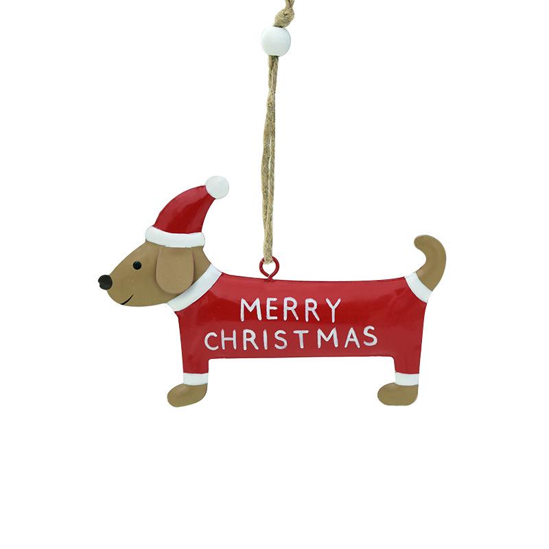 Cross-Border Wrought Iron Sausage Dog Christmas Ornament - Creative Letter Dog Tree Decoration