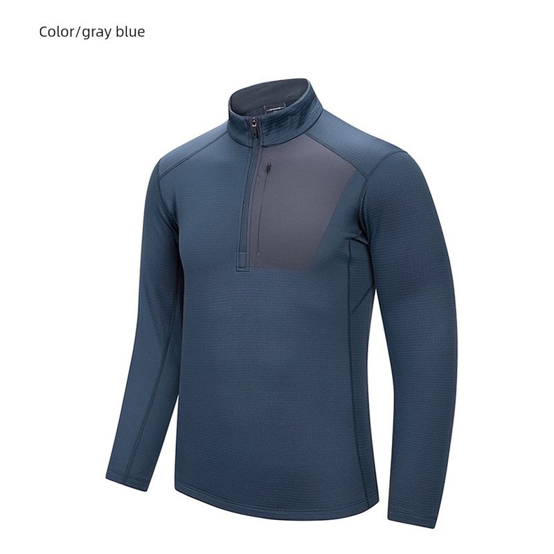 Outdoor Lightweight Sports Fitness Running Half-Zip Stand-Up Collar Sweatshirt Men's Spring and Autumn Base Layer Foreign Trade Men's T-Shirt