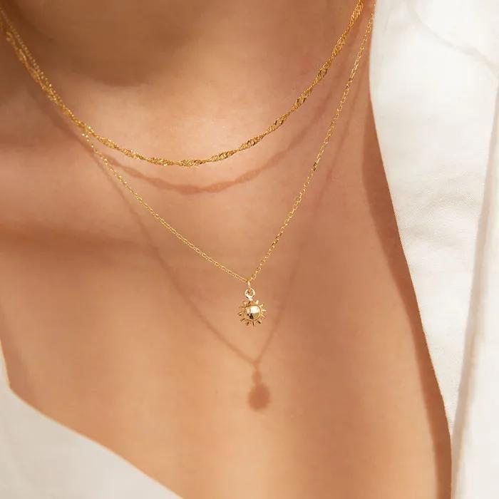 14k Mini Sun Necklace (14k Gold)