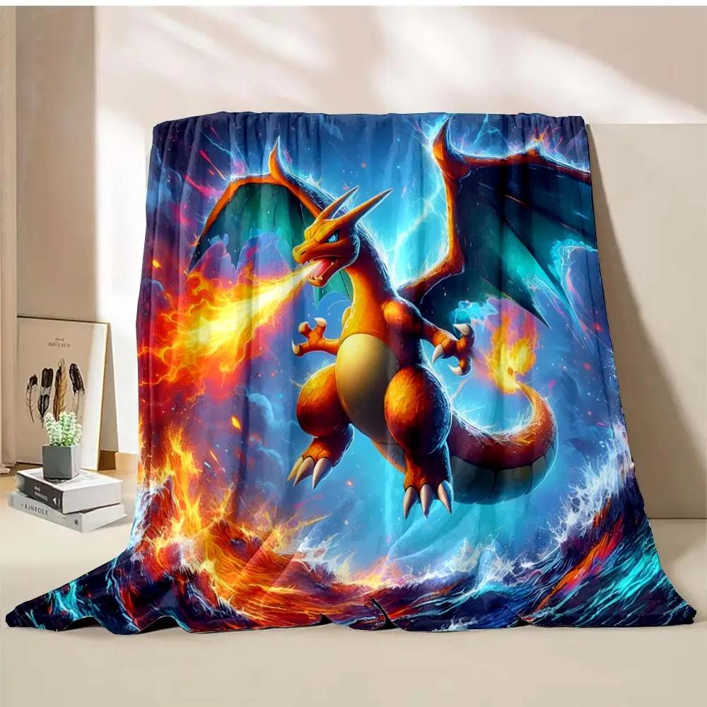 Charizard Dracaufeu Stampa Cartone Animato Coperta Bambini Adulti Coperta Morbida Calda Biancheria da Letto per Letto Divano Coperta da Viaggio