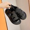 Heli Shark Moda Sandali Estivi da Donna Aperti Colore Solido Vuoti Sandali Bassi da Spiaggia Casual Velcro Scarpe da Donna