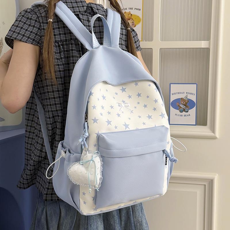 Schoolbag: Japanese-style fresh and sweet color-block backpack, for girls, junior high, high school, and college students, versatile casual backpack