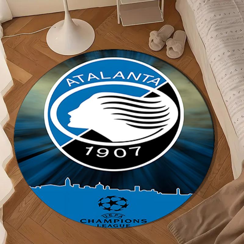 1PC Football Atalanta League Round Rug for Livingroom,Bedroom, Palyroom, Chair Rug, Area Rug, Circle Carpet, Large Size Fan Christmas Gift