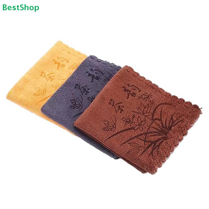 Premium Tea Towels with Embroidery - Thick Absorbent Tea Cloths, Reusable Fabric Towels for Tea Ceremony & Kitchen