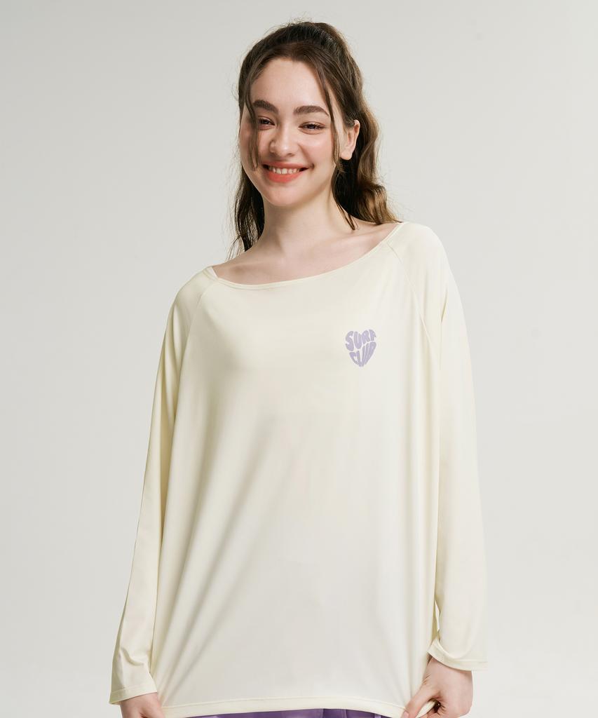 Leijibi Cotton Candy String Oversized Women'S Long Sleeve Rash Guard Coconut Milk