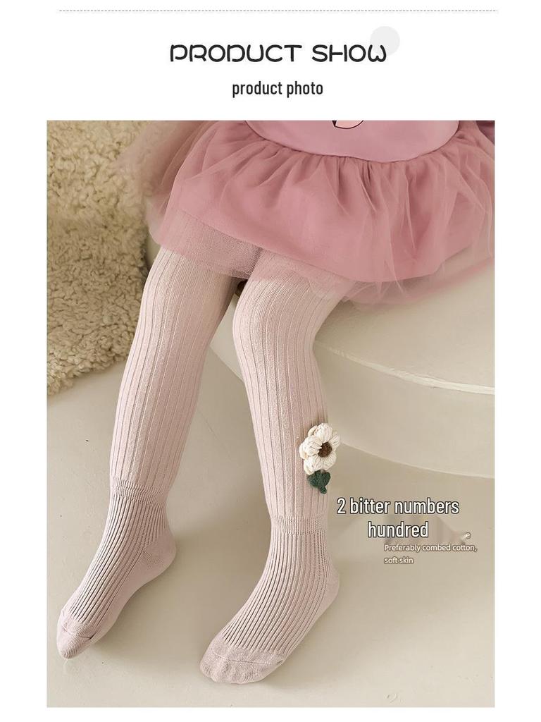 Mädchen Leggings mit Blumenmuster, warm gefüttert mit Samt: Kuschelige Herbst-/Winterstrumpfhosen für Babys und Kleinkinder