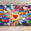 2D Plane, Colorful Heart-shaped Light Background Fabric - Suitable for Anniversary Celebrations, Polyester Fiber