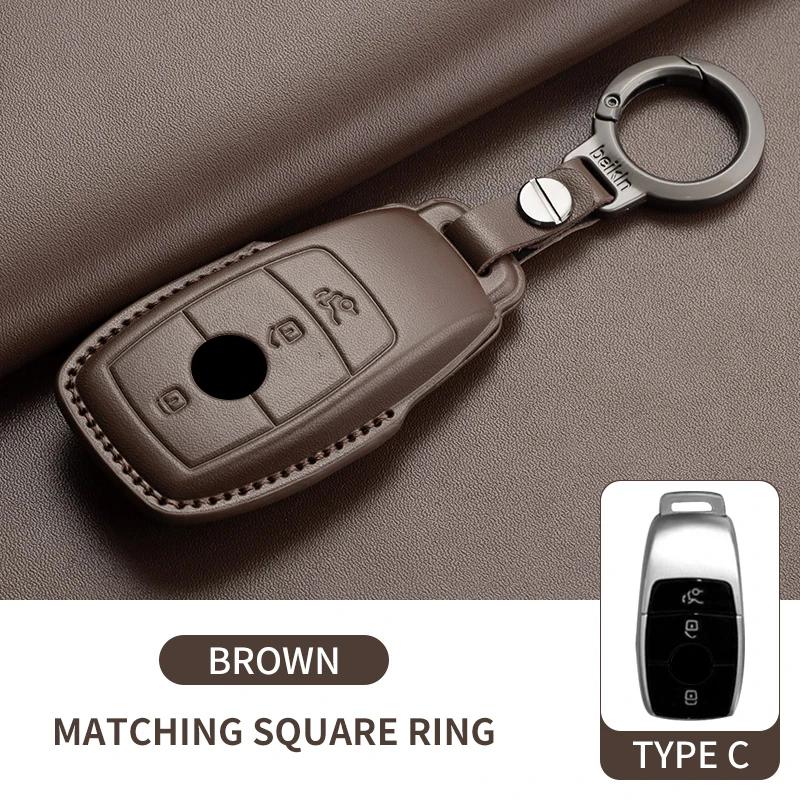 Car Key Fob Shell For Mercedes Benz A C E S G Class CLE CLA GLC W177 W205 W213 W222 X167 AMG Leather Car Remote Key Case Cover
