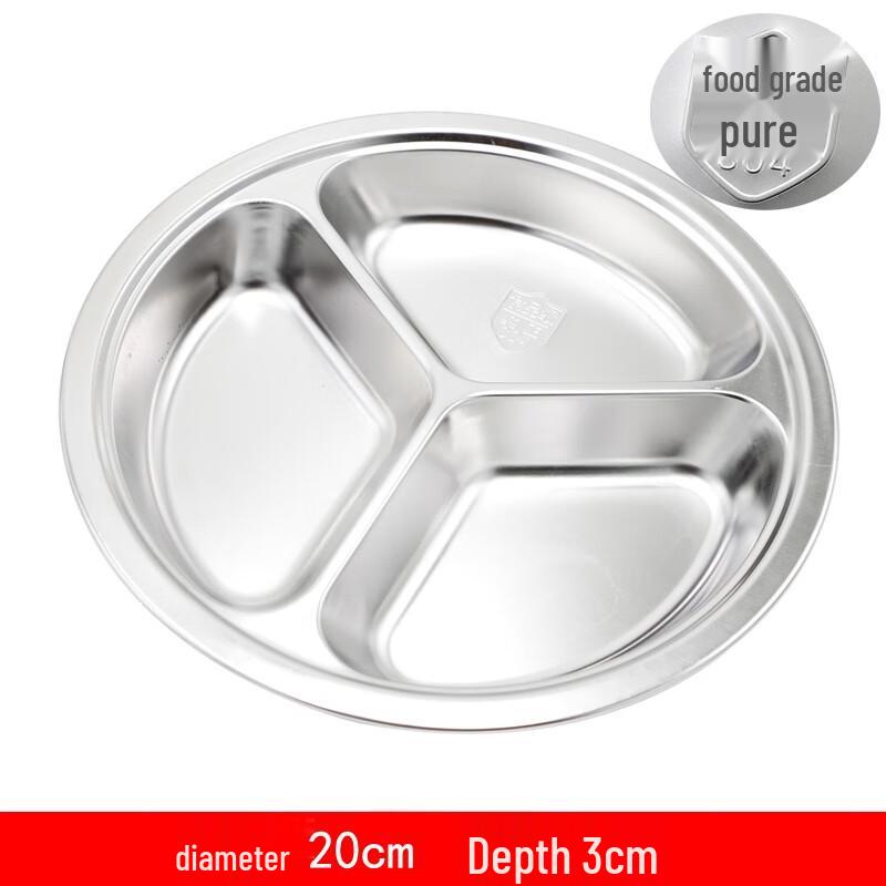 Morona 304 Stainless Steel 3-Compartment Round Meal Tray