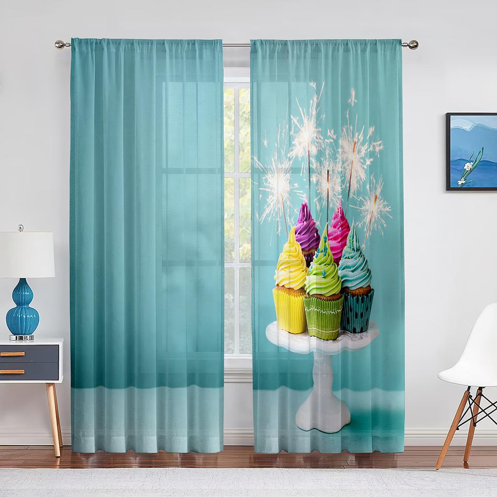 Naleśniki owocowe jagodowe Smaczne jedzenie Przezroczysta zasłona do salonu sypialni kuchni domowej Szyfonowe tiulowe zasłony Dekoracja okna