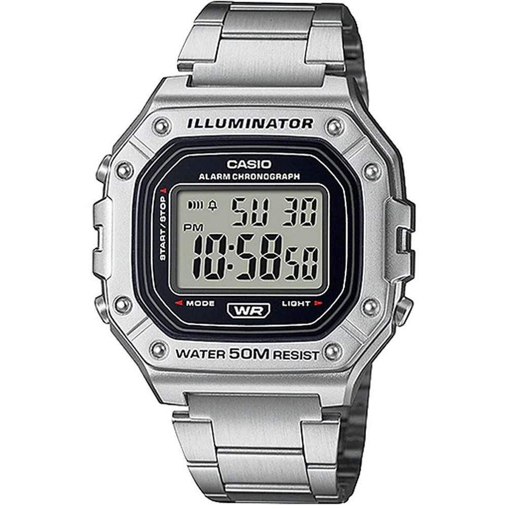 CASIO Standard Digital Wristwatch W-218HD-1AV Mens Cheap Chipukashi Metal Band Silver Overseas Model