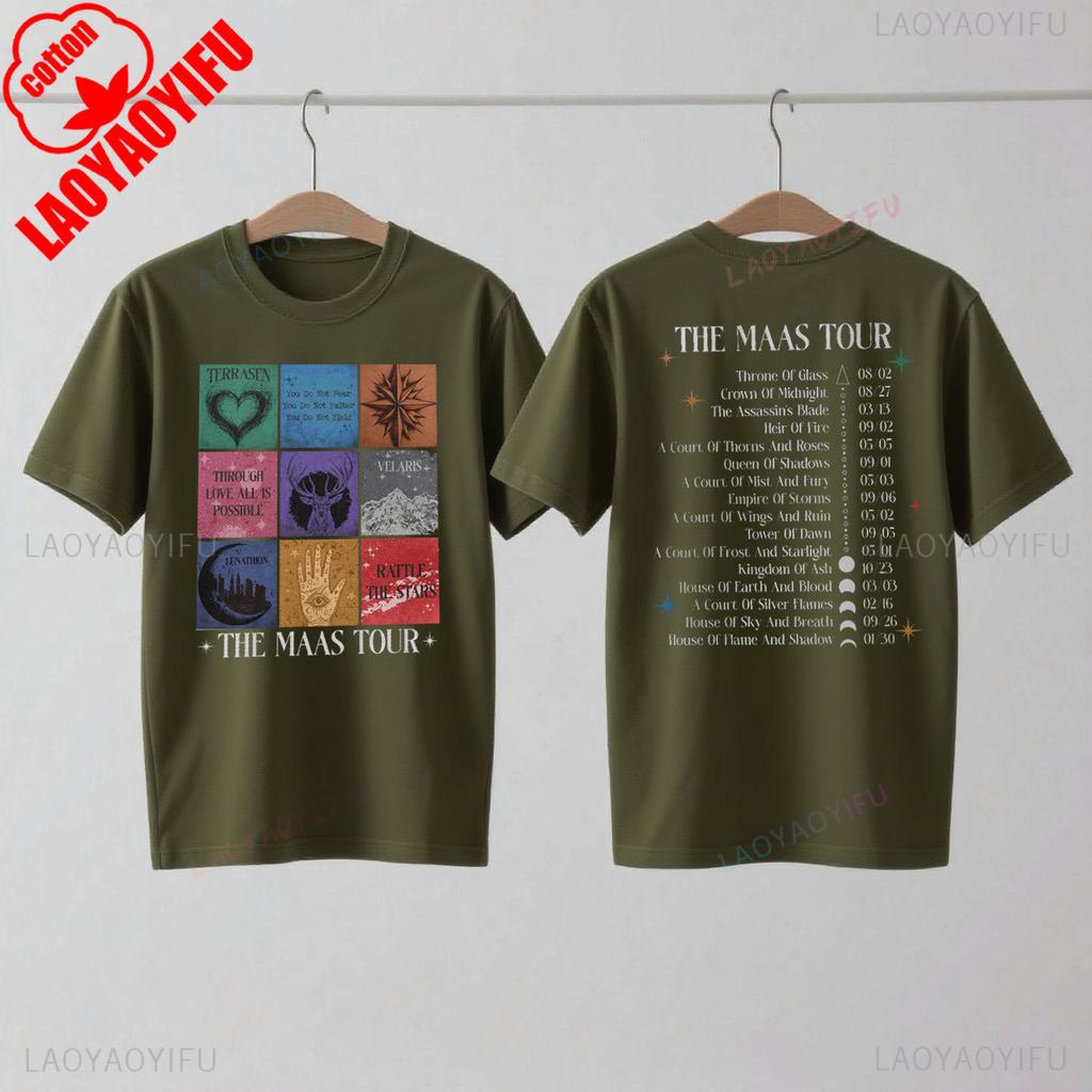 Sarah J Maas SJM Merch Světové turné Tričko Throne of Glass Oblečení pro fanoušky Crescent City Letní móda Ležérní pohodlná bavlněná trička