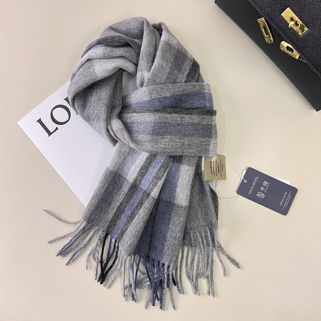 British Classic 111 Pure Plaid Scarf Female Winter Korean Student Versatile Warm Cashmere Couple Scarf