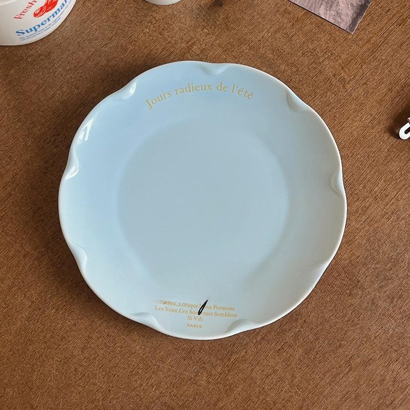 Korejský Ins Styl Dezertní Talíř Vintage Francouzský Keramický Snídaňový Talíř Talíř na Chléb Dort Elegantní